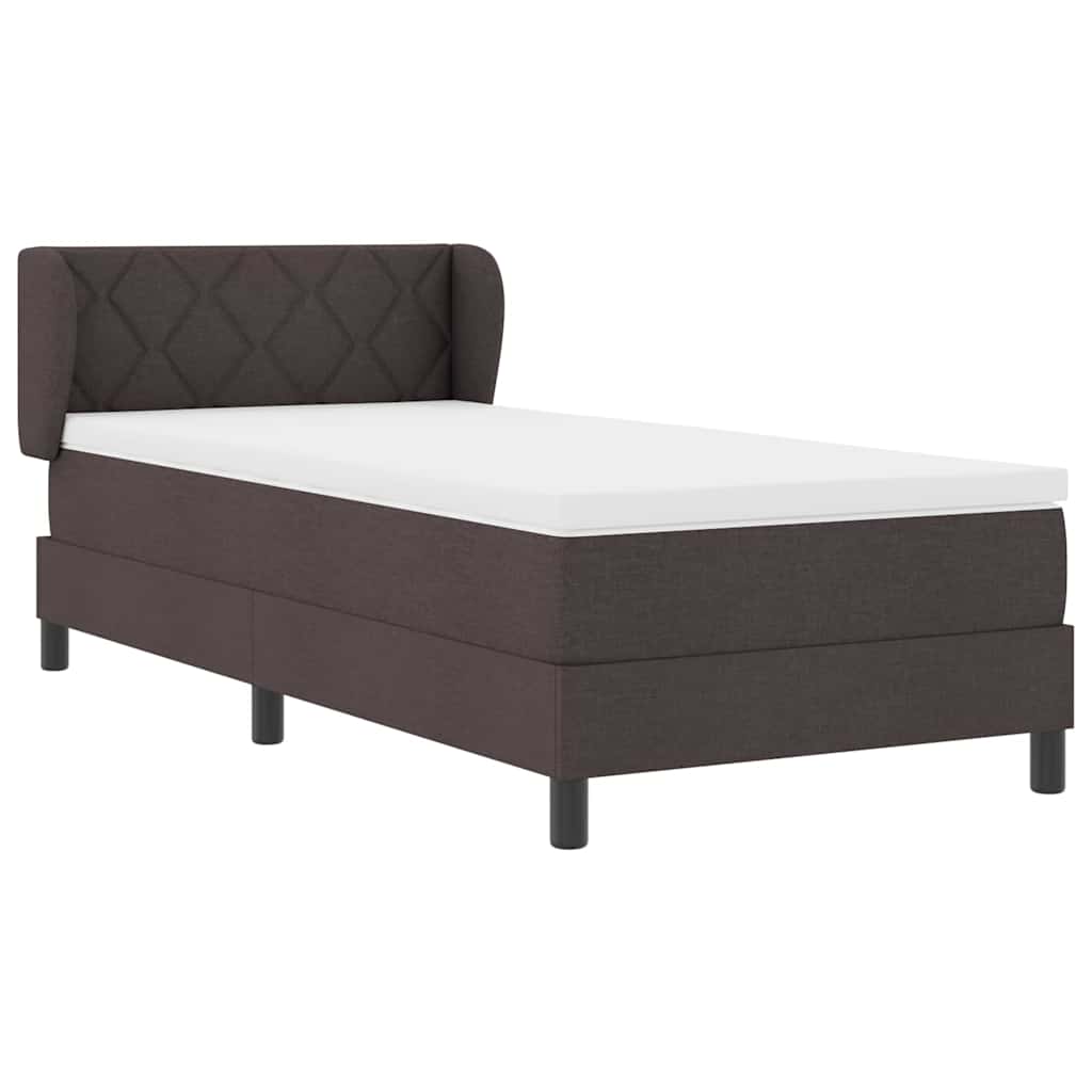 Letto a molle con testiera Marrone Scuro 90 x 190 cm Tessuto | homemem39