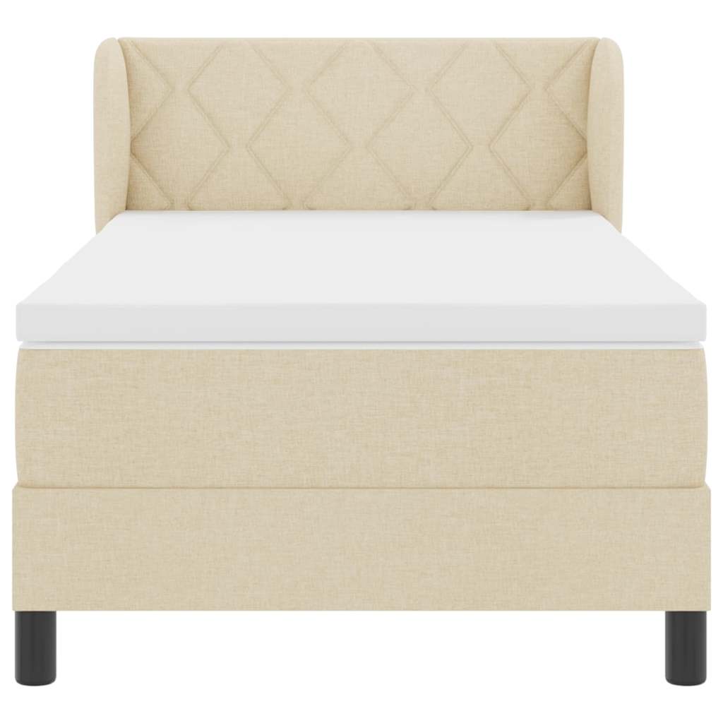 Letto a molle con materasso Crema 90 x 190 cm Tessuto