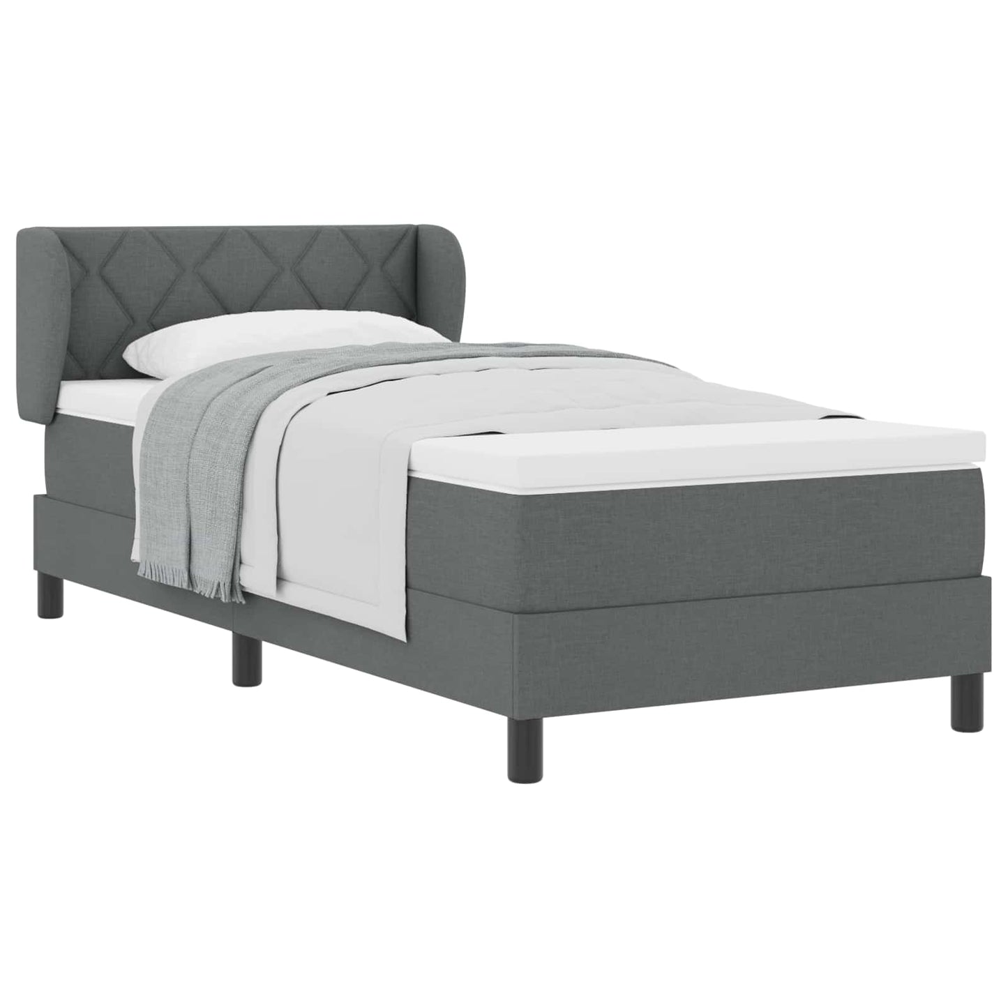 Letto a molle con testiera Grigio scuro 90 x 200 cm Tessuto | homemem39