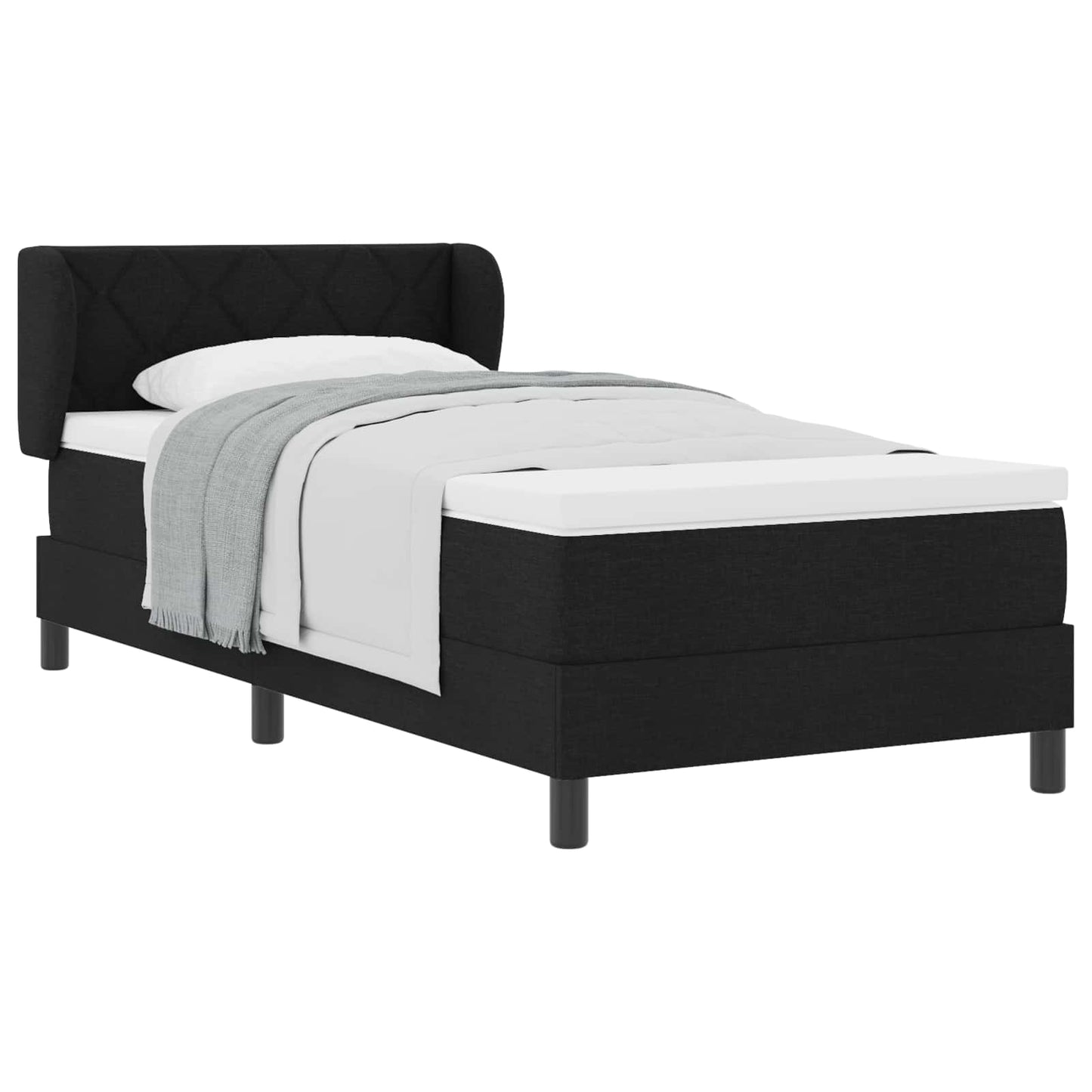 Letto a molle con testiera Nero 90 x 200 cm Tessuto | homemem39