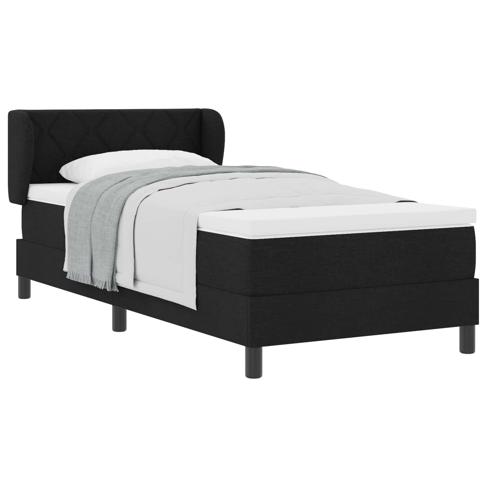 Letto a molle con testiera Nero 90 x 200 cm Tessuto | homemem39