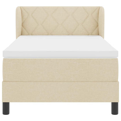 Letto a molle con materasso Crema 90 x 200 cm Tessuto