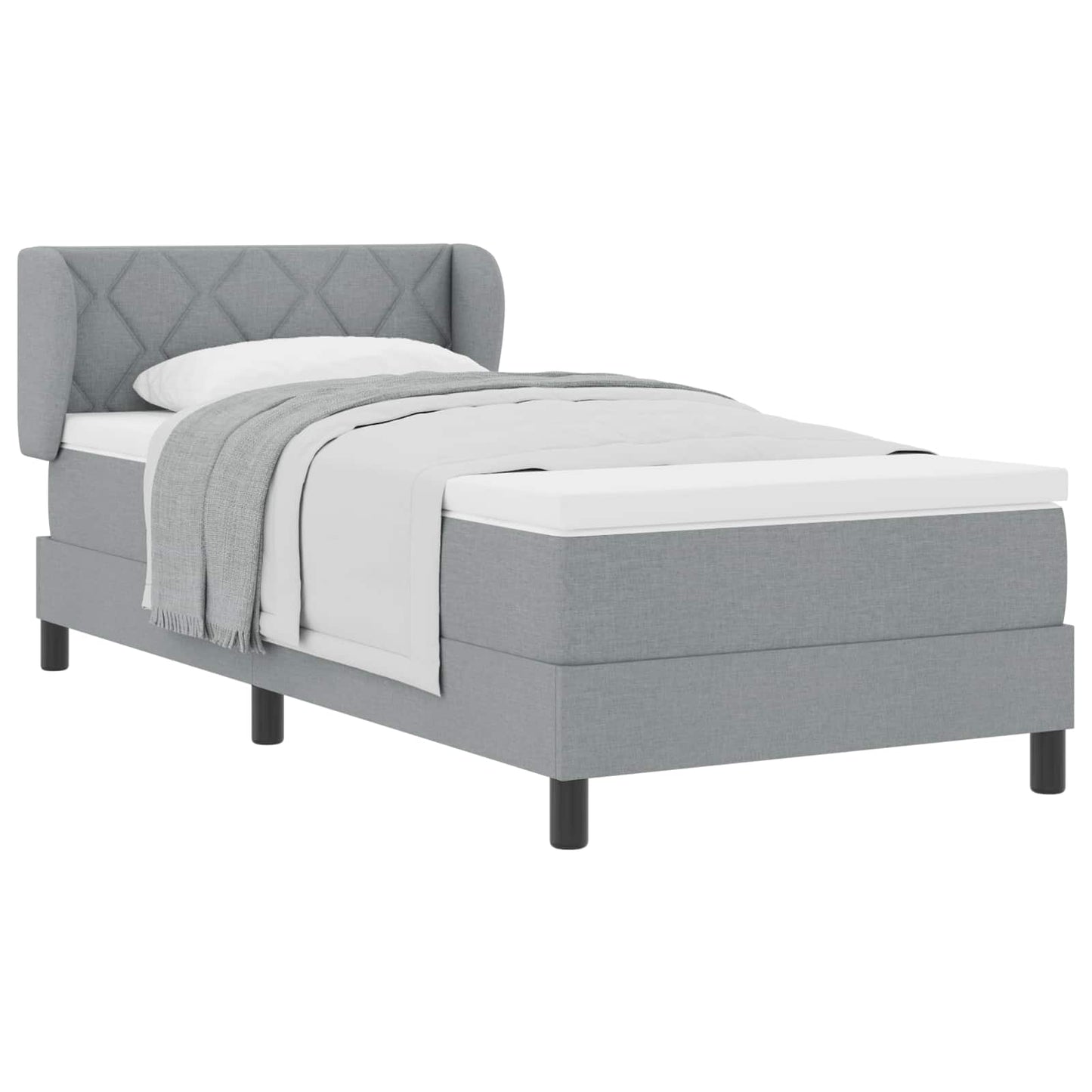 Letto a molle con materasso Grigio chiaro 100 x 200 cm Tessuto