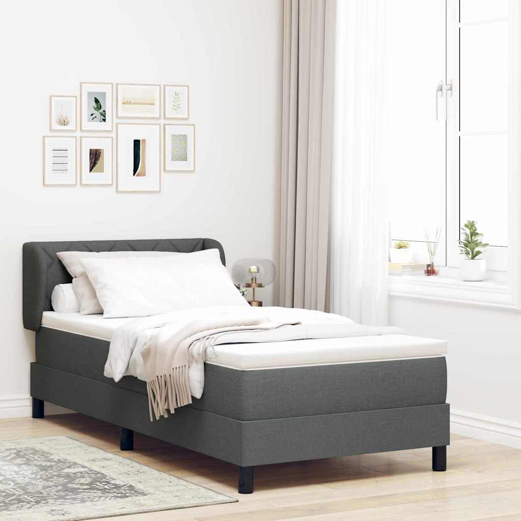 Letto a molle con materasso Grigio scuro 100 x 200 cm Tessuto