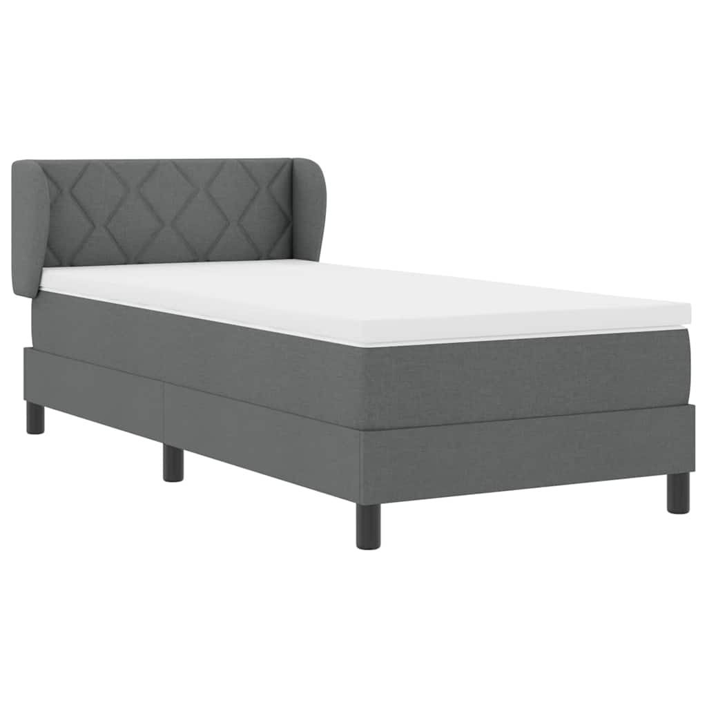 Letto a molle con materasso Grigio scuro 100 x 200 cm Tessuto