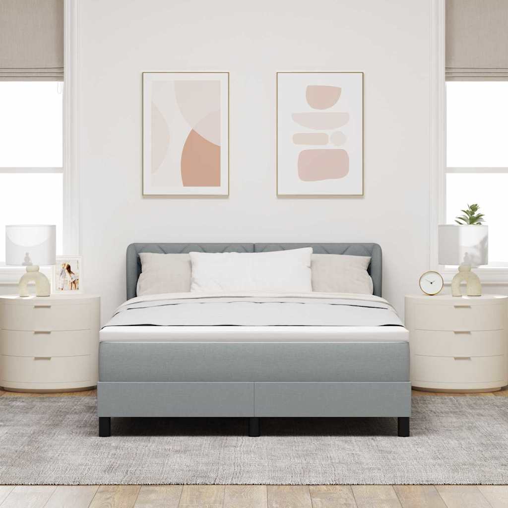 Letto a molle con testiera Grigio chiaro 140 x 190 cm Tessuto | homemem39