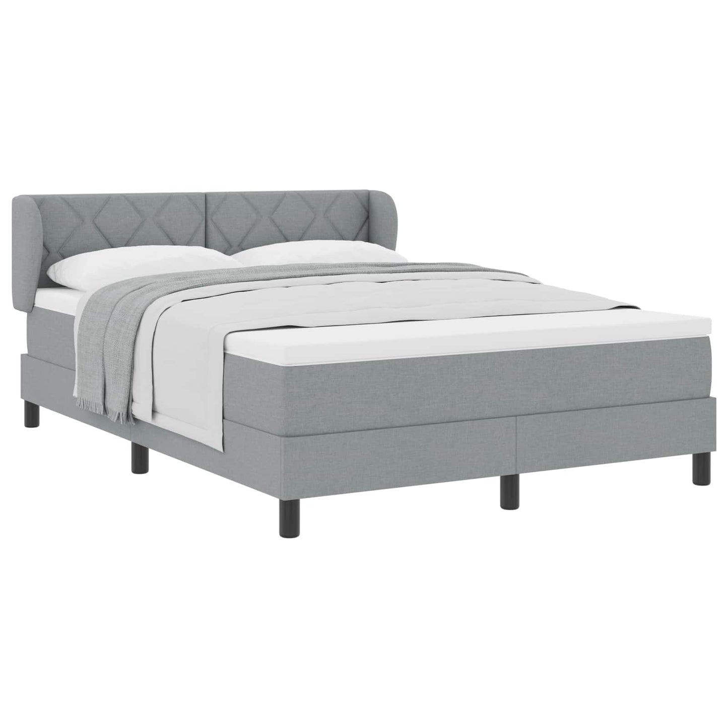 Letto a molle con testiera Grigio chiaro 140 x 190 cm Tessuto | homemem39