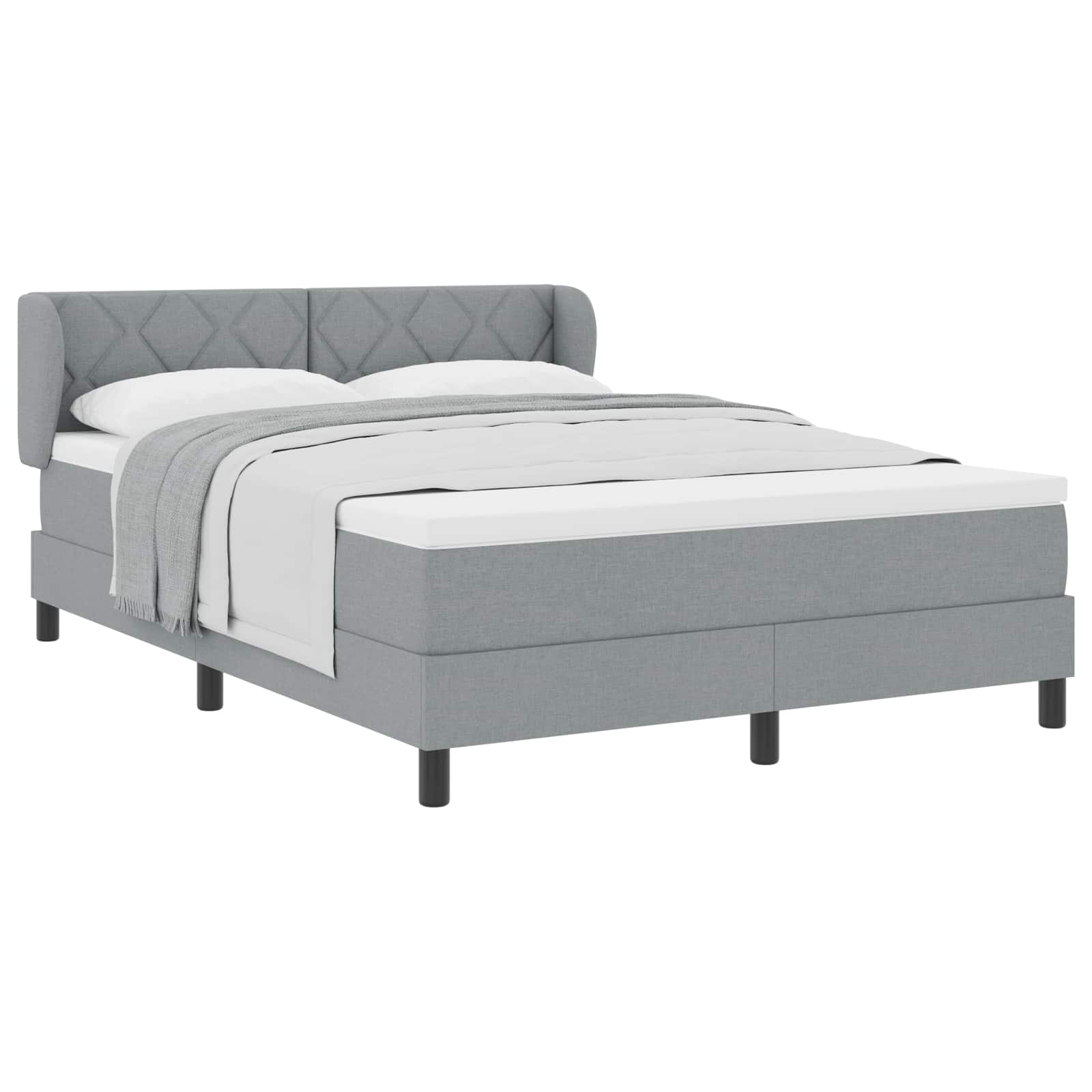 Letto a molle con testiera Grigio chiaro 140 x 190 cm Tessuto | homemem39