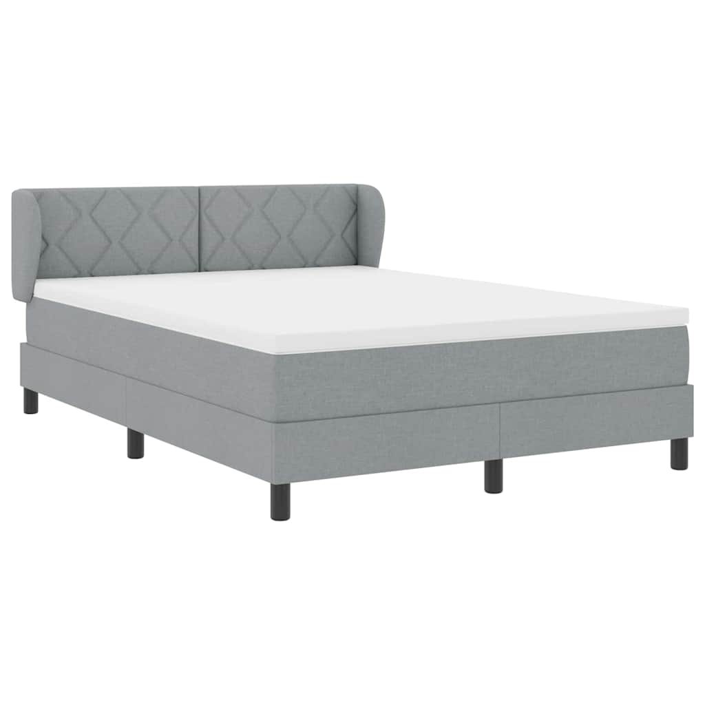 Letto a molle con testiera Grigio chiaro 140 x 190 cm Tessuto | homemem39