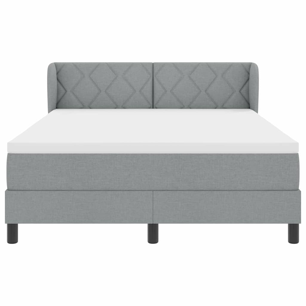 Letto a molle con testiera Grigio chiaro 140 x 190 cm Tessuto | homemem39