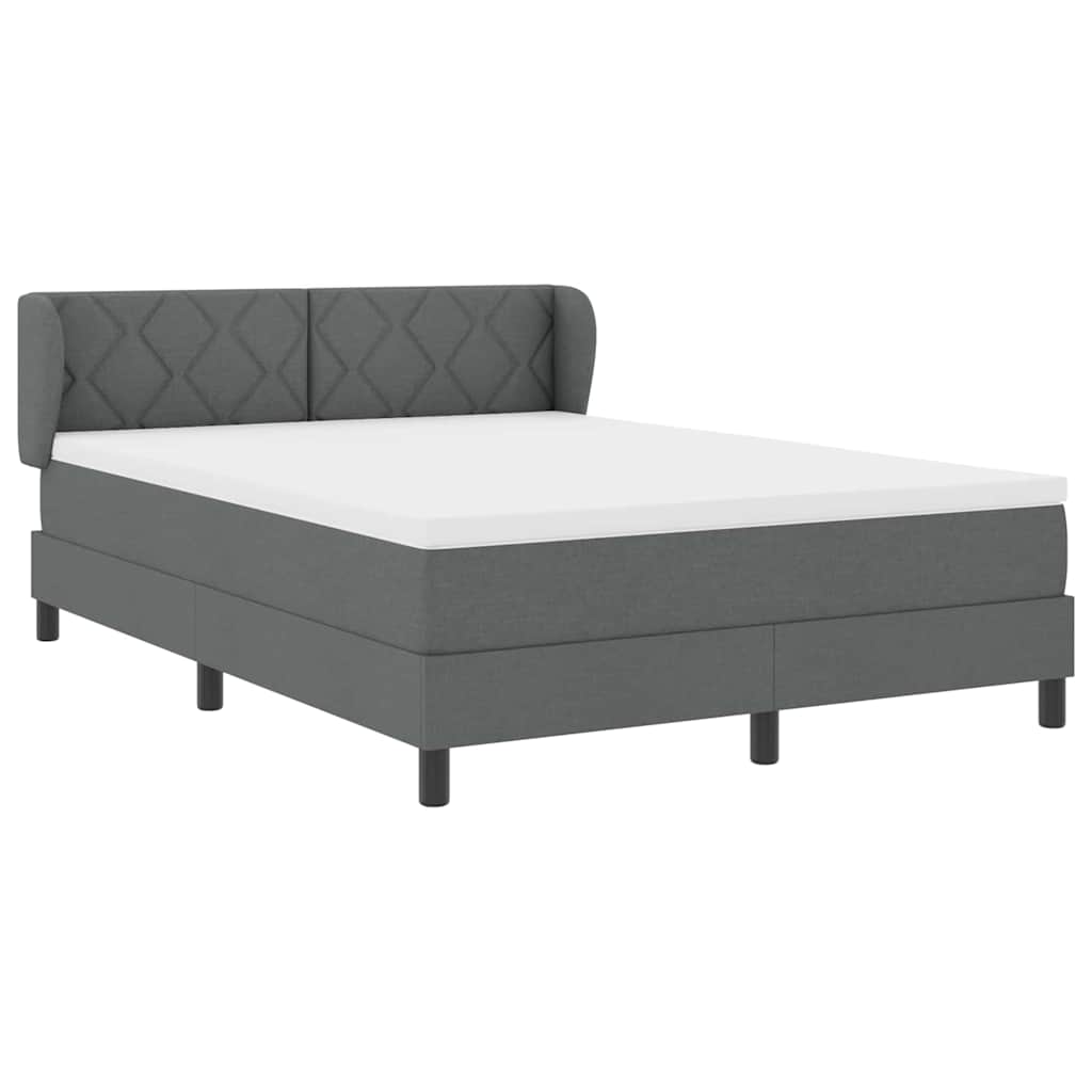 Letto a molle con materasso Grigio scuro 140 x 190 cm Tessuto