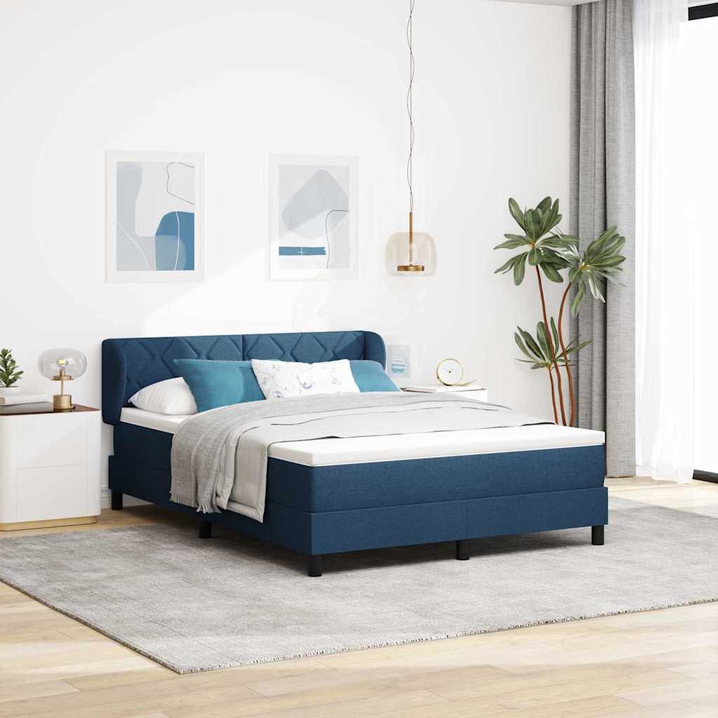 Letto a molle con testiera Blu 140 x 190 cm Tessuto | homemem39
