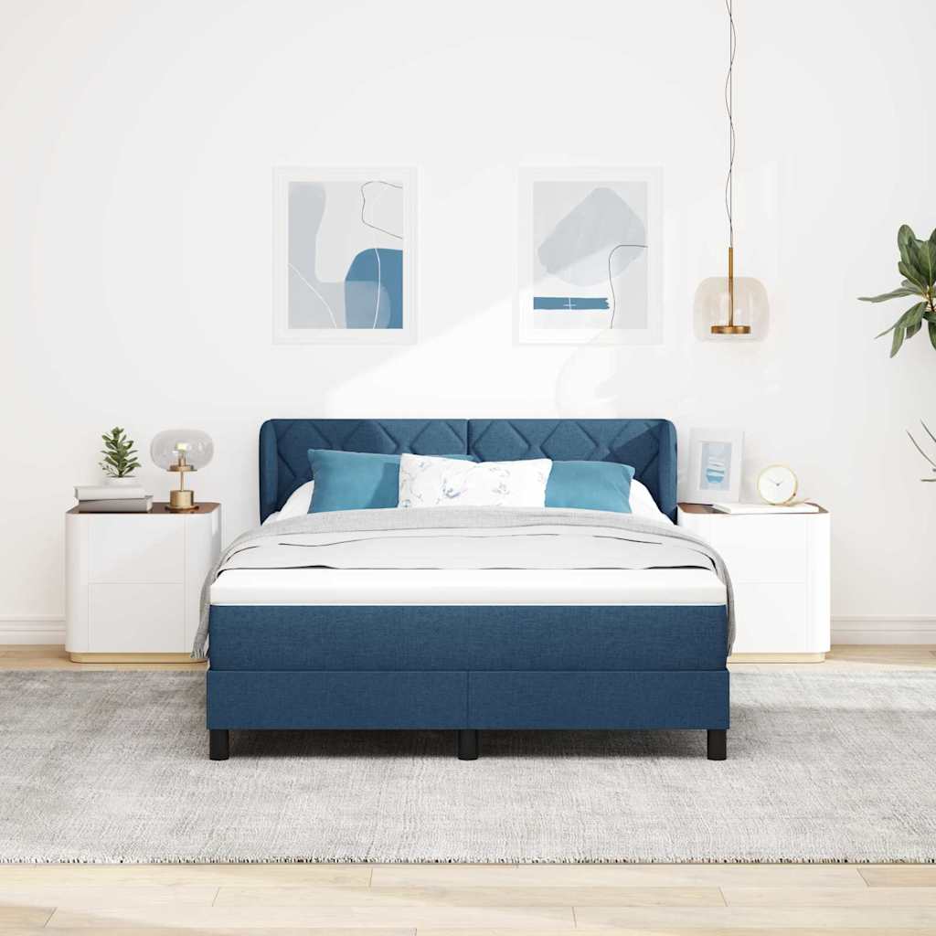 Letto a molle con testiera Blu 140 x 200 cm Tessuto | homemem39