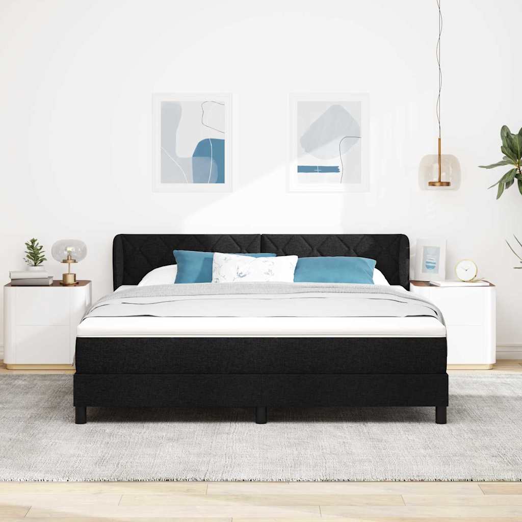 Letto a molle con testiera Nero 180 x 200 cm Tessuto | homemem39