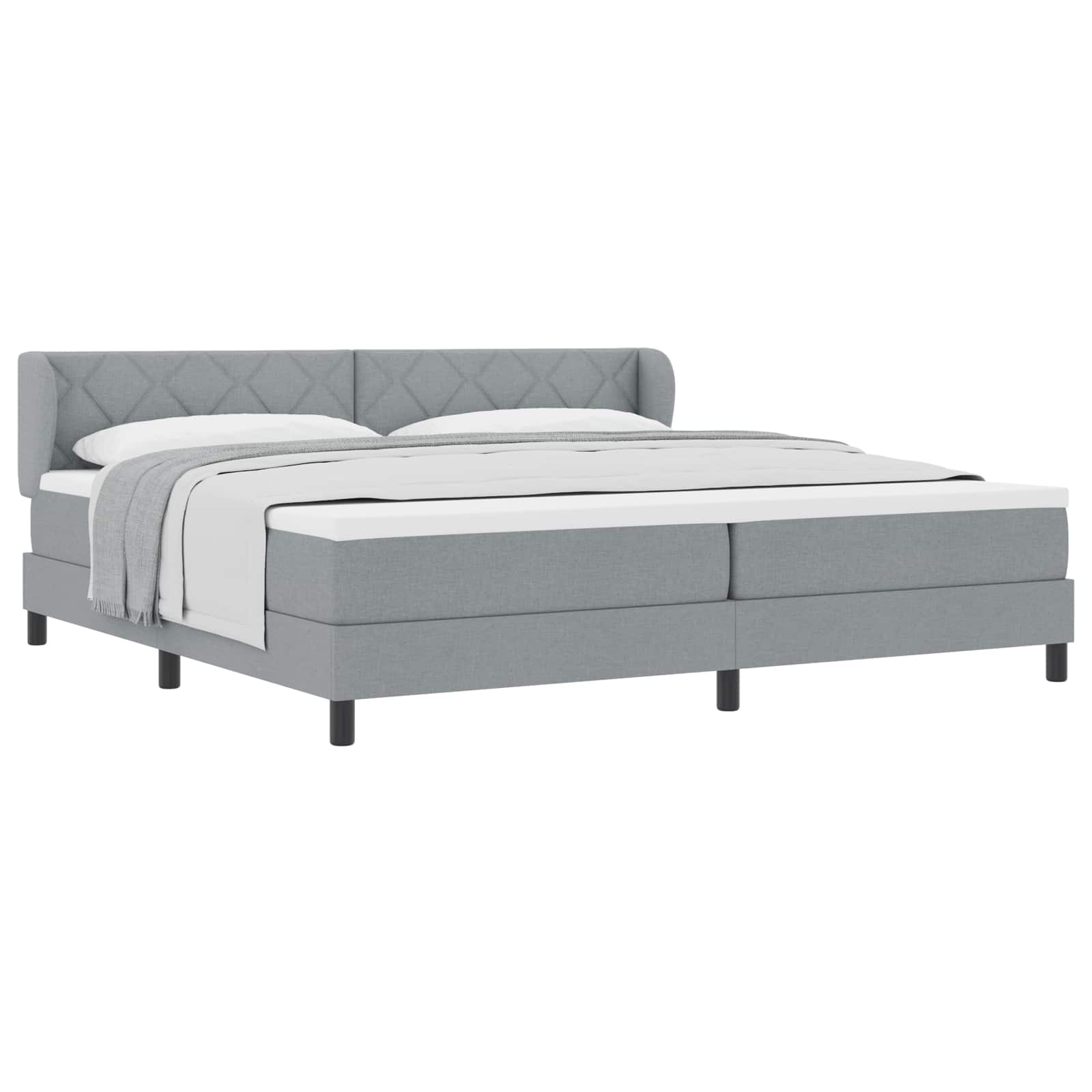 Letto a molle con testiera Grigio chiaro 200 x 200 cm Tessuto | homemem39