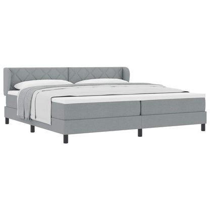 Letto a molle con testiera Grigio chiaro 200 x 200 cm Tessuto | homemem39