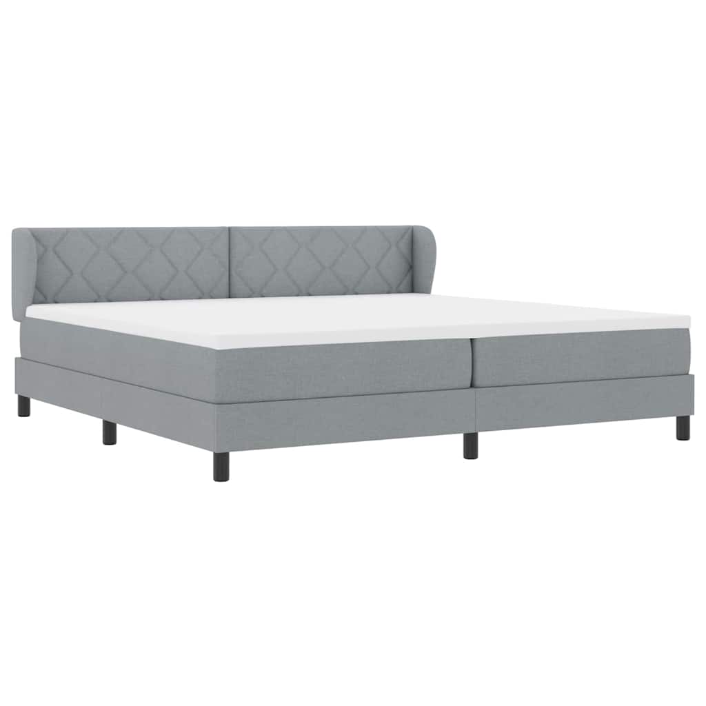 Letto a molle con testiera Grigio chiaro 200 x 200 cm Tessuto | homemem39