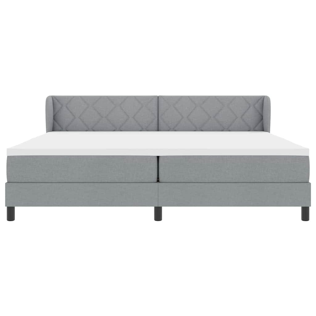 Letto a molle con testiera Grigio chiaro 200 x 200 cm Tessuto | homemem39