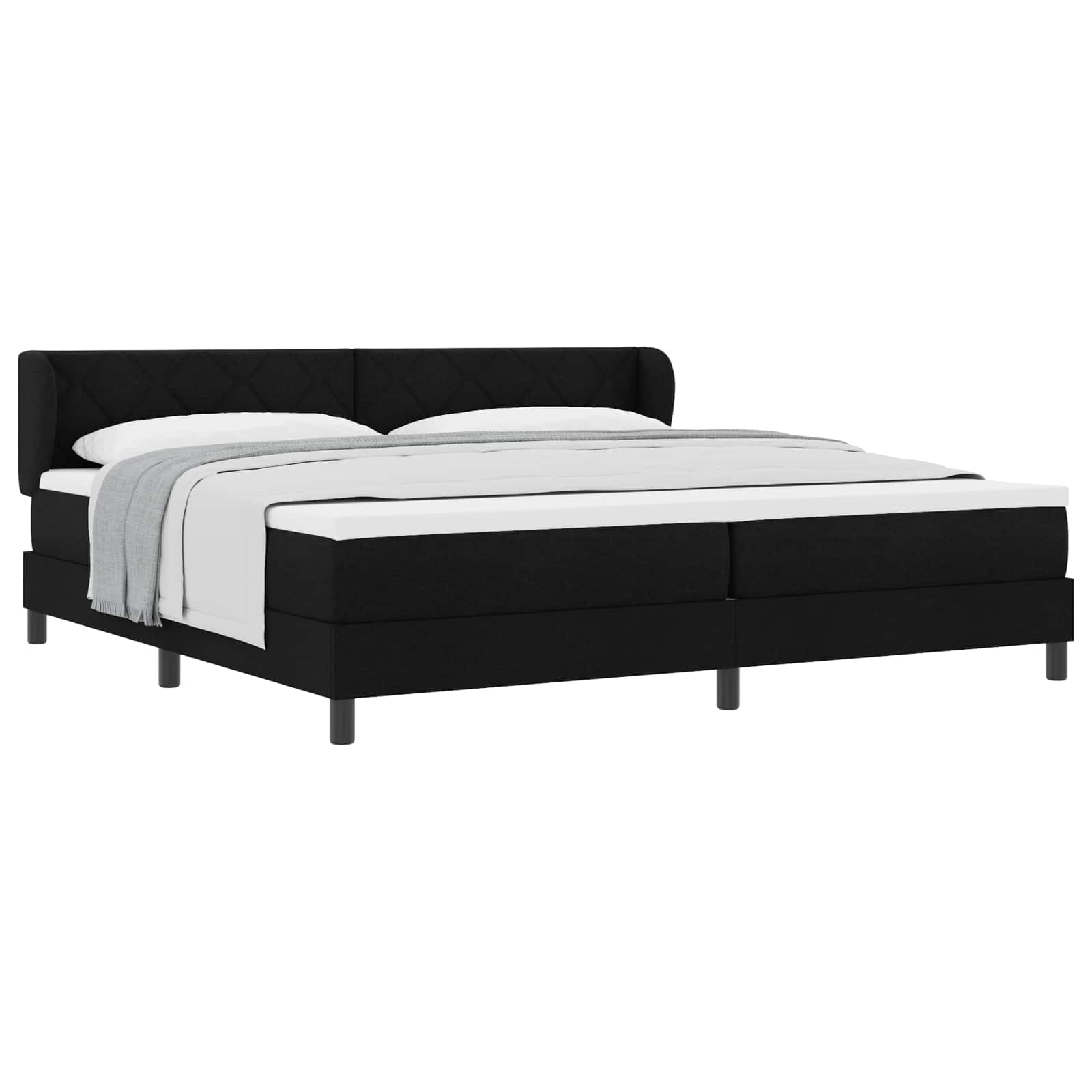 Letto a molle con testiera Nero 200 x 200 cm Tessuto | homemem39