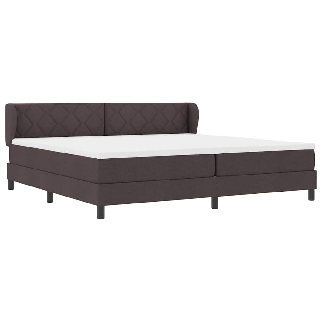 Letto a molle con testiera Marrone Scuro 200 x 200 cm Tessuto | homemem39