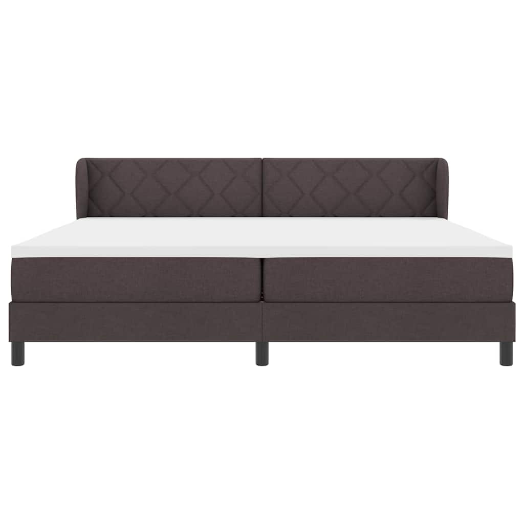 Letto a molle con testiera Marrone Scuro 200 x 200 cm Tessuto | homemem39