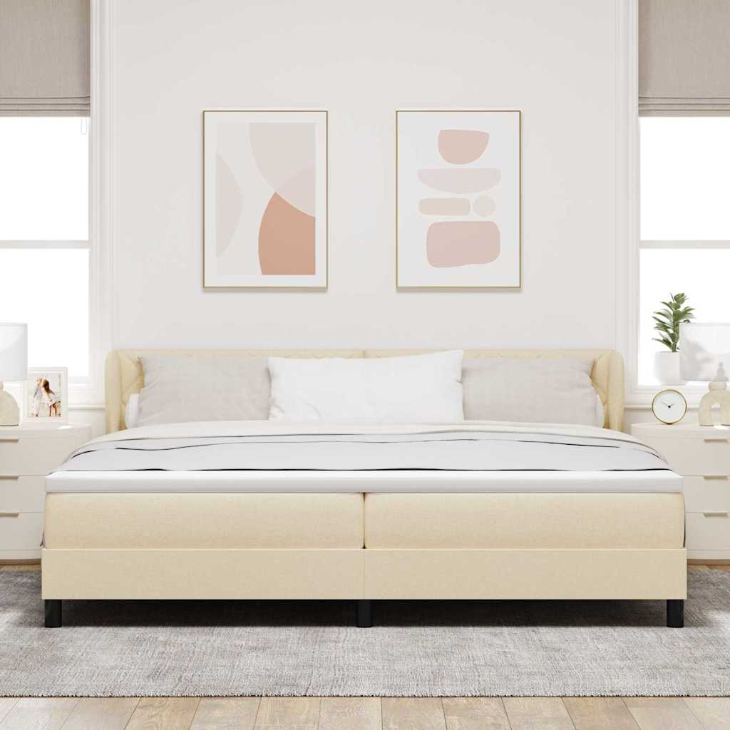Letto a molle con testiera Crema 200 x 200 cm Tessuto | homemem39