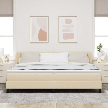 Letto a molle con testiera Crema 200 x 200 cm Tessuto | homemem39