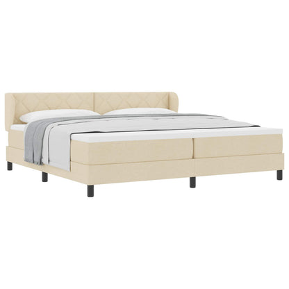 Letto a molle con testiera Crema 200 x 200 cm Tessuto | homemem39