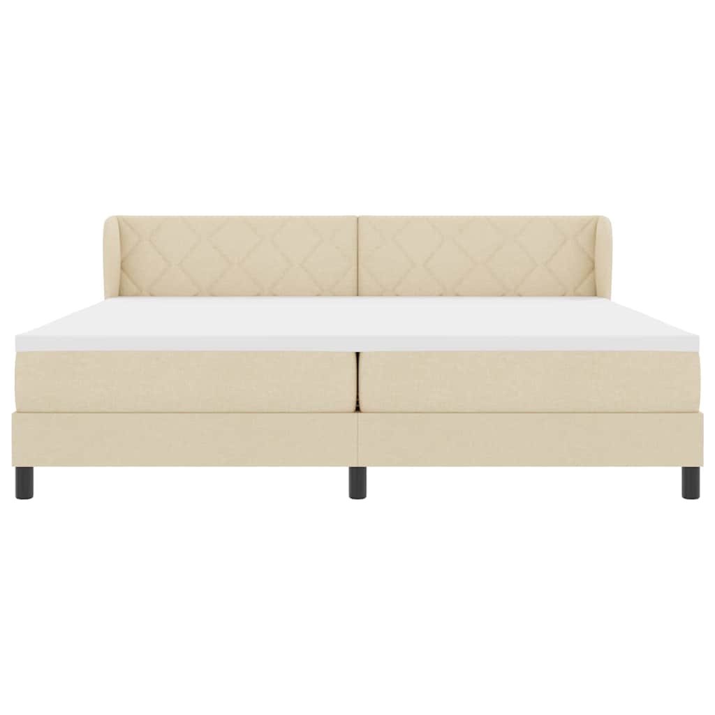 Letto a molle con testiera Crema 200 x 200 cm Tessuto | homemem39