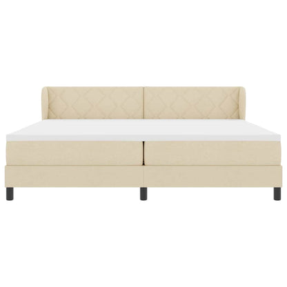 Letto a molle con testiera Crema 200 x 200 cm Tessuto | homemem39