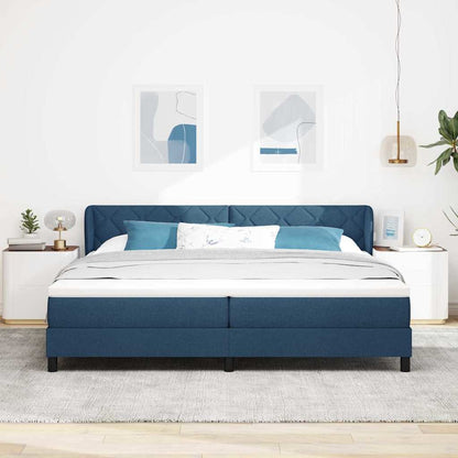 Letto a molle con testiera Blu 200 x 200 cm Tessuto | homemem39
