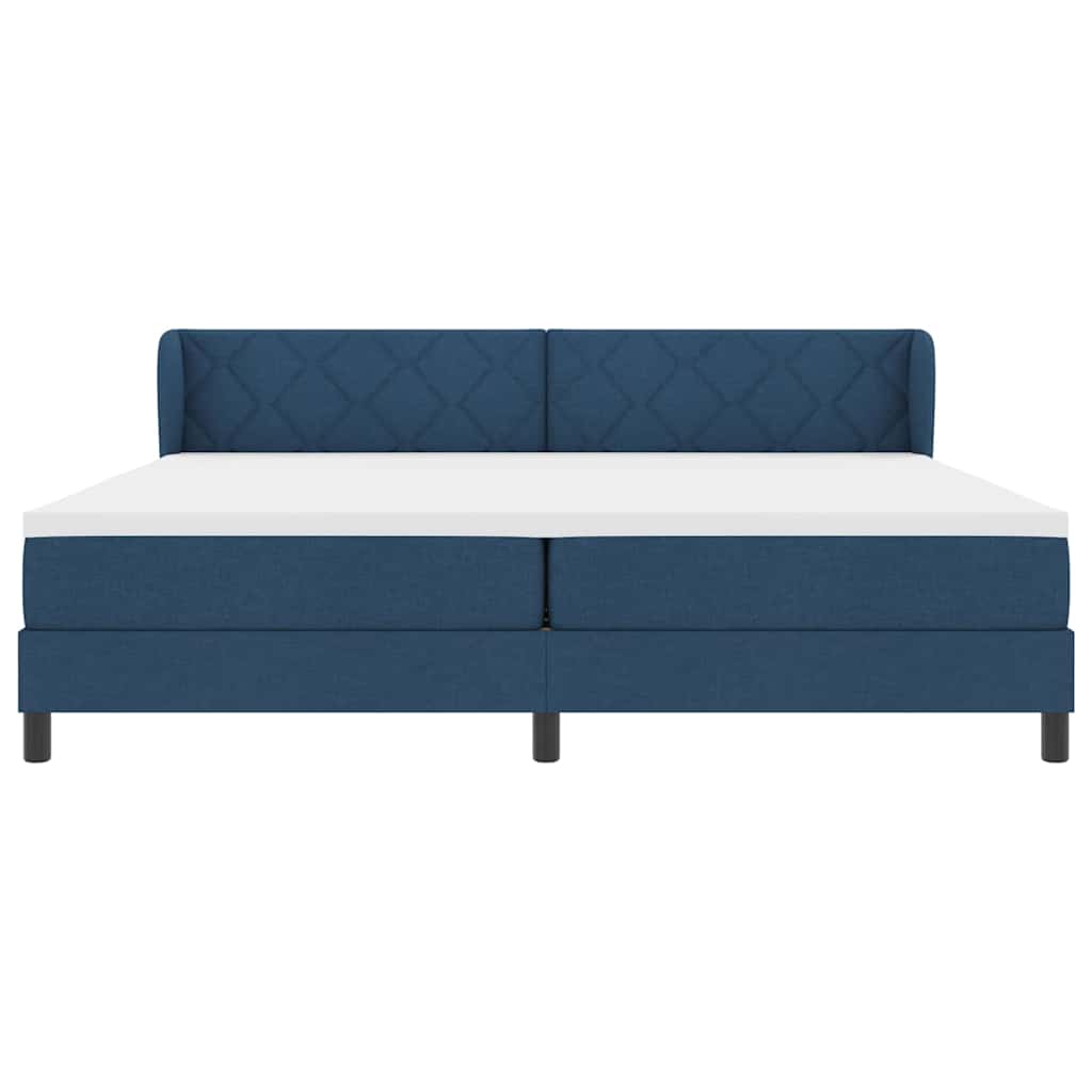 Letto a molle con testiera Blu 200 x 200 cm Tessuto | homemem39