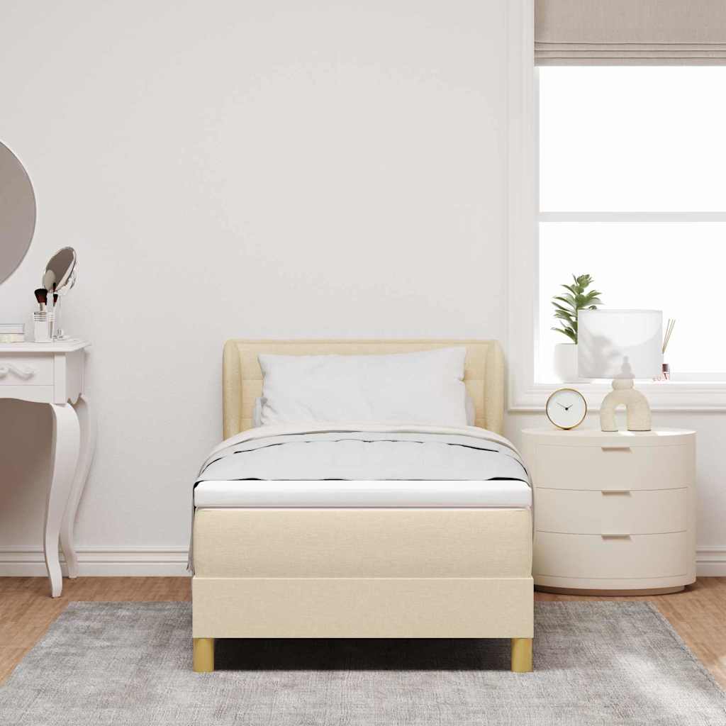 Letto a molle con materasso Crema 80 x 200 cm Tessuto | homemem39