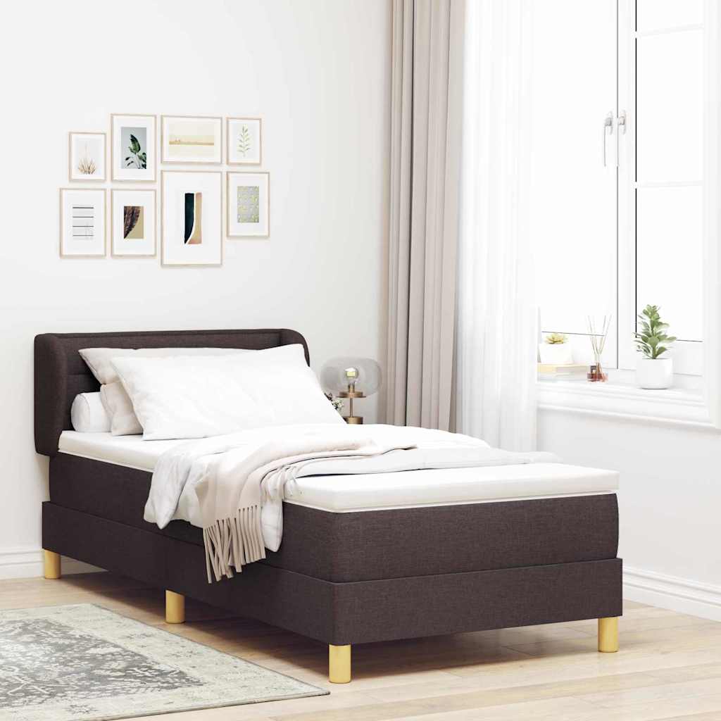 Letto a molle con materasso Marrone Scuro 90 x 200 cm Tessuto | homemem39