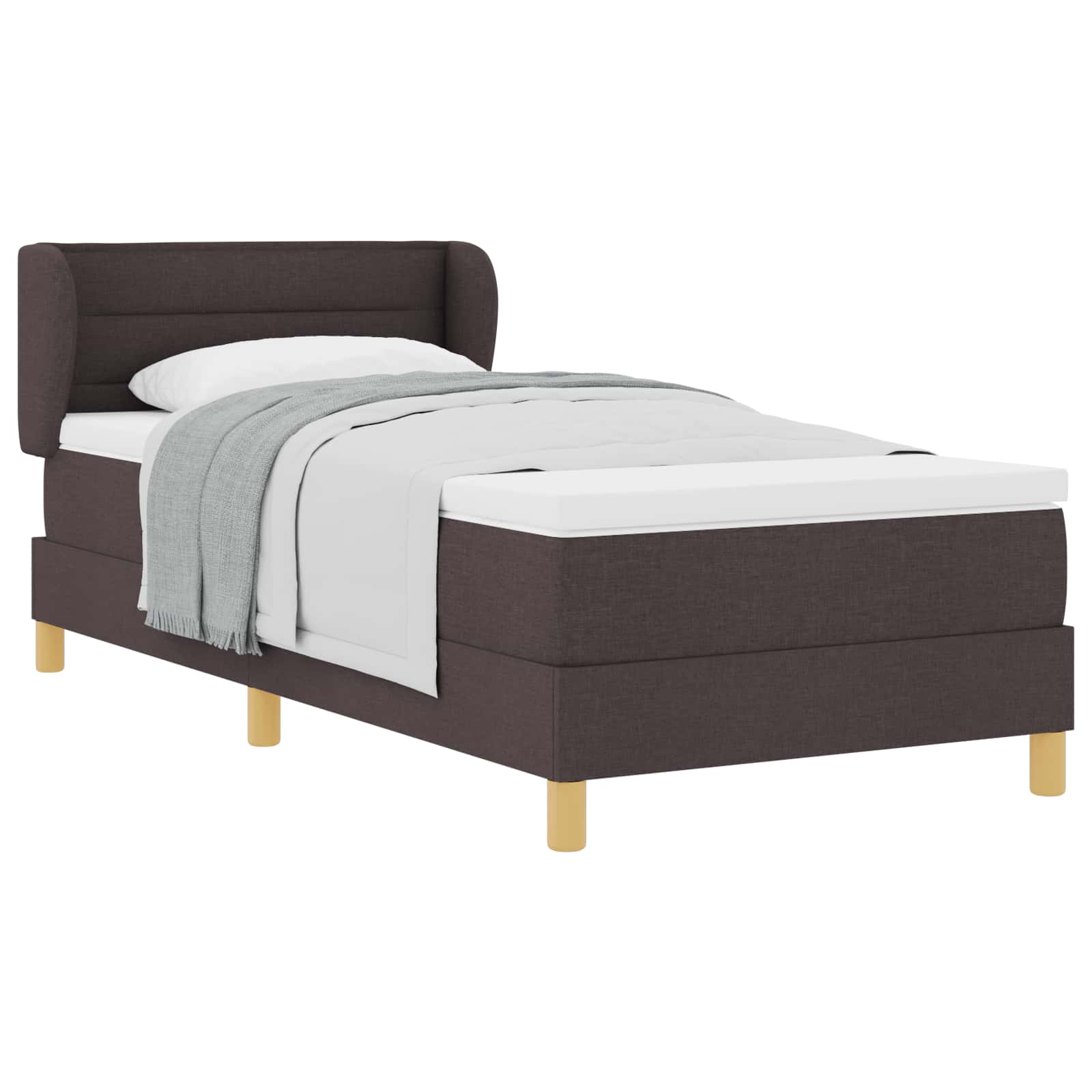 Letto a molle con materasso Marrone Scuro 90 x 200 cm Tessuto | homemem39