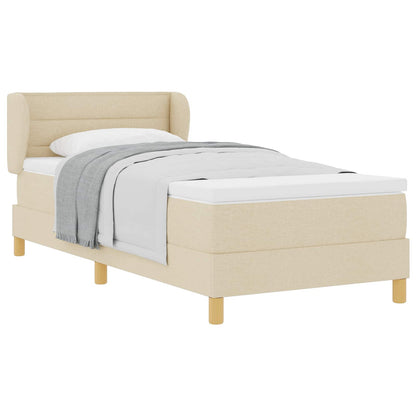 Letto a molle con materasso Crema 90 x 200 cm Tessuto