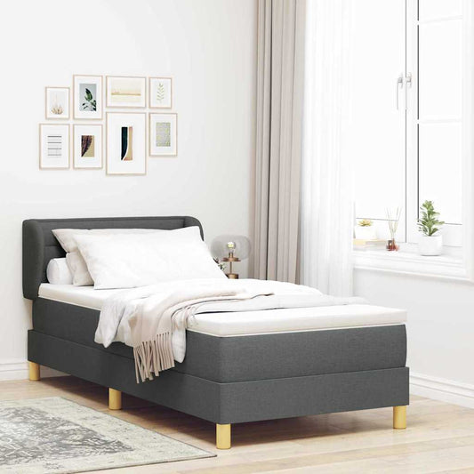 Letto a molle con materasso Grigio scuro 100 x 200 cm Tessuto