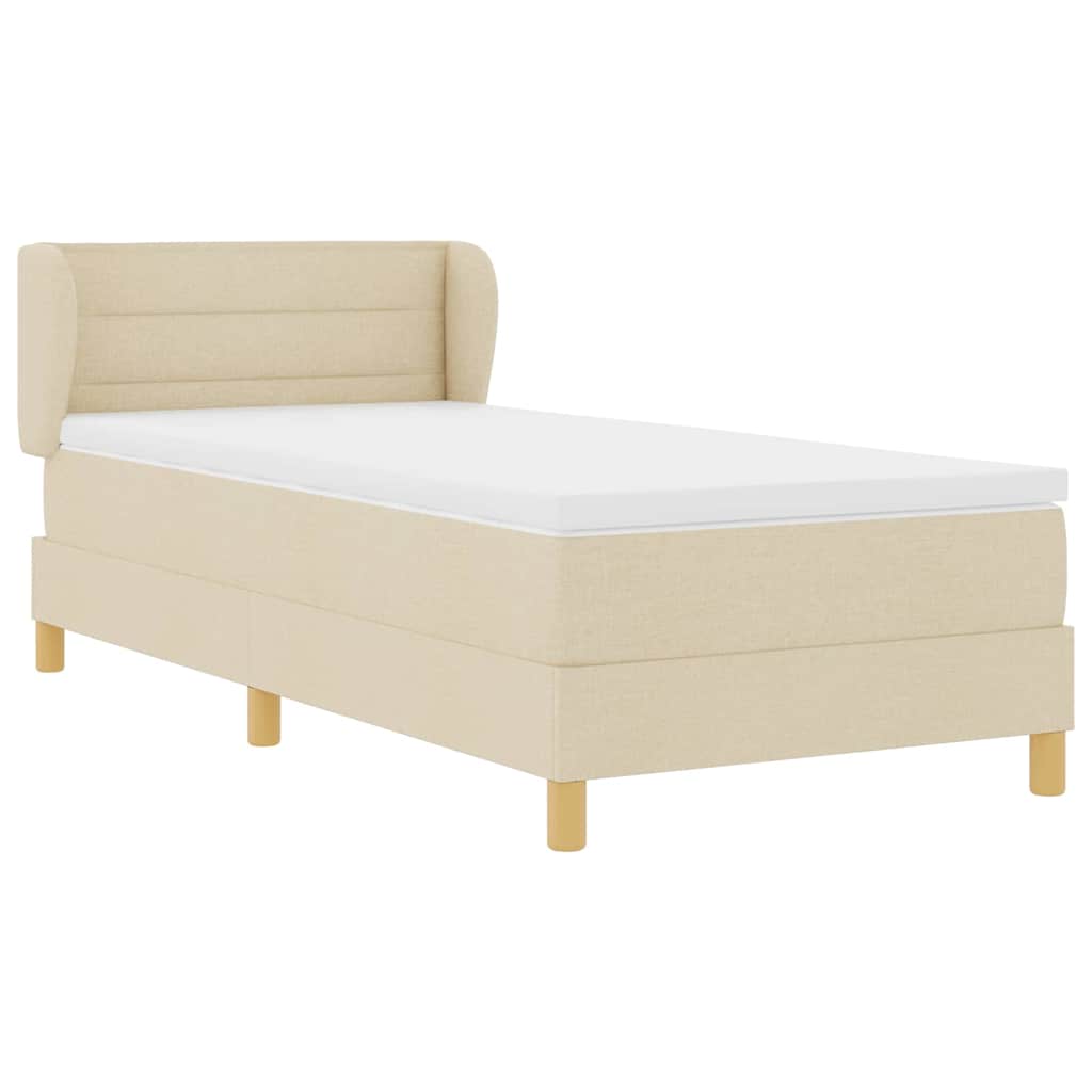 Letto a molle con materasso Crema 100 x 200 cm Tessuto
