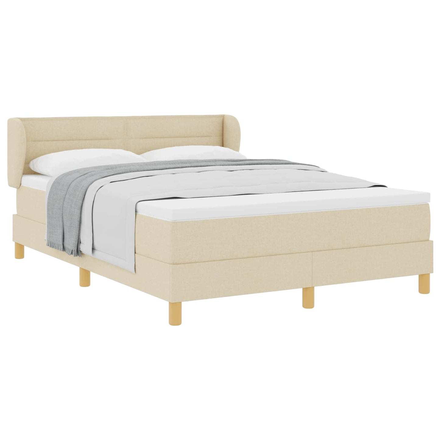Letto a molle con materasso Crema 140 x 190 cm Tessuto | homemem39