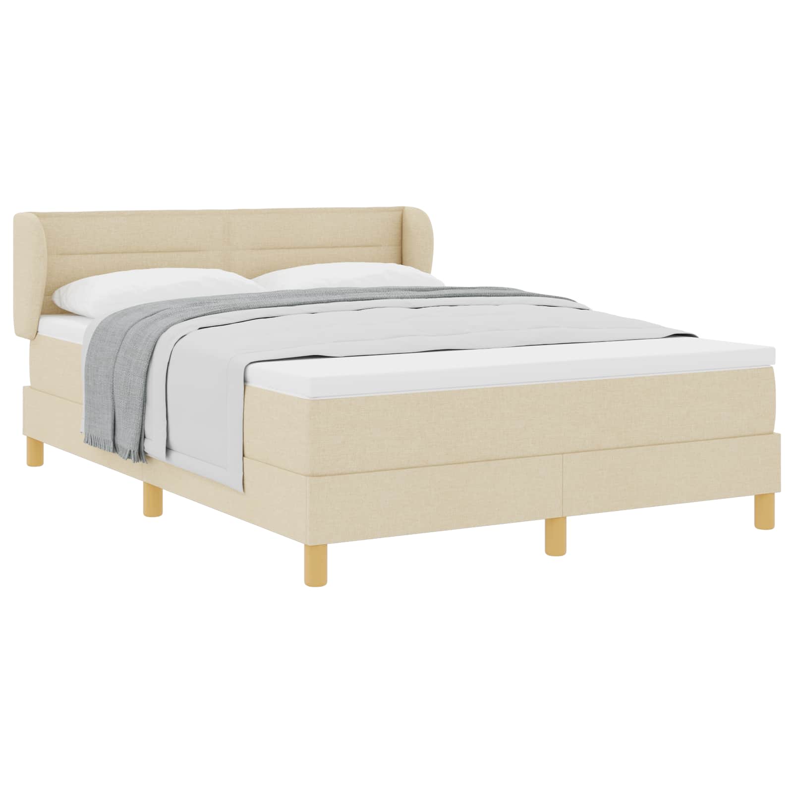 Letto a molle con materasso Crema 140 x 190 cm Tessuto | homemem39