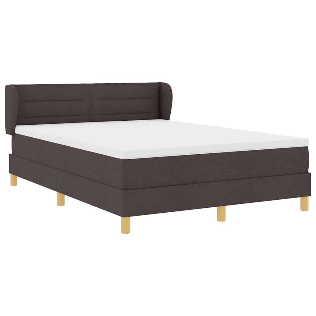 Letto a molle con materasso Marrone Scuro 140 x 200 cm Tessuto