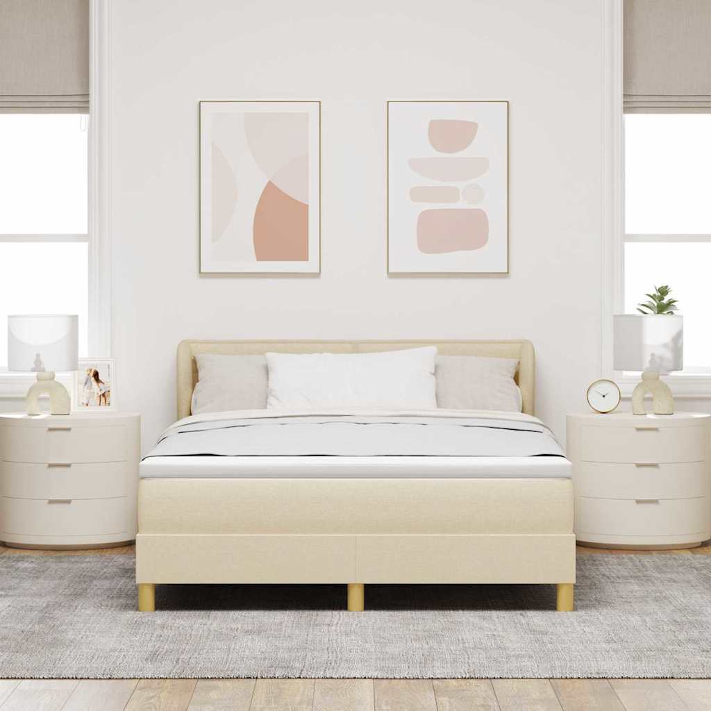 Letto a molle con materasso Crema 140 x 200 cm Tessuto | homemem39