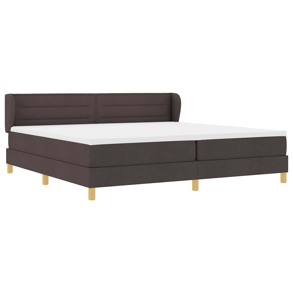 Letto a molle con materasso Marrone Scuro 200 x 200 cm Tessuto | homemem39
