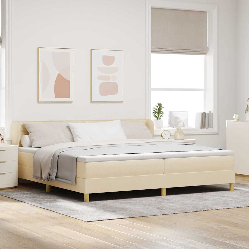 Letto a molle con materasso Crema 200 x 200 cm Tessuto | homemem39
