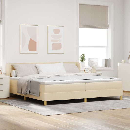 Letto a molle con materasso Crema 200 x 200 cm Tessuto | homemem39