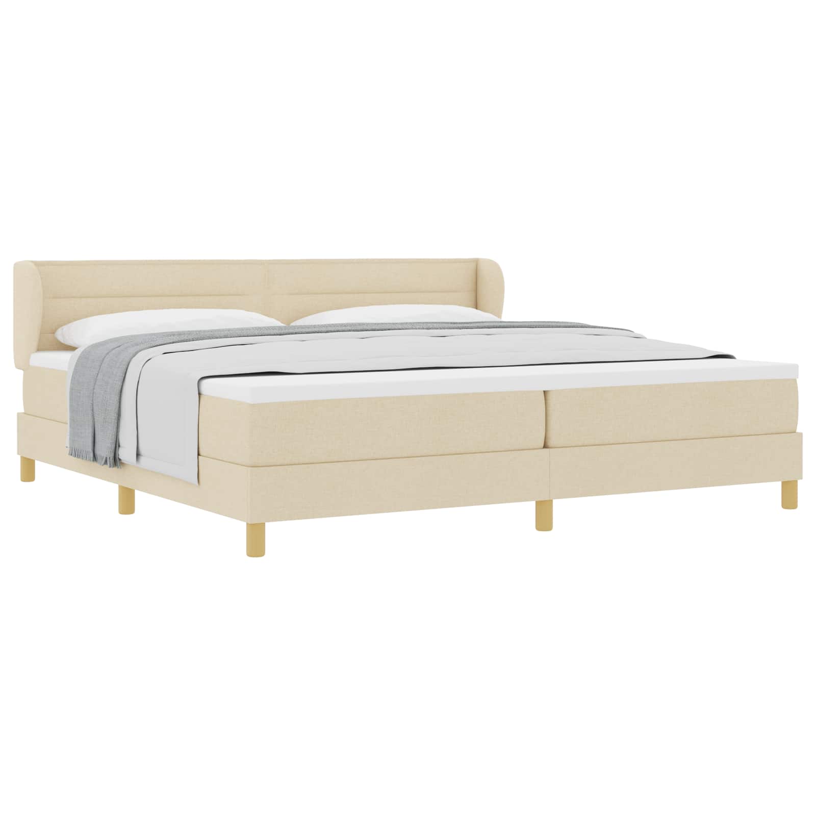 Letto a molle con materasso Crema 200 x 200 cm Tessuto | homemem39