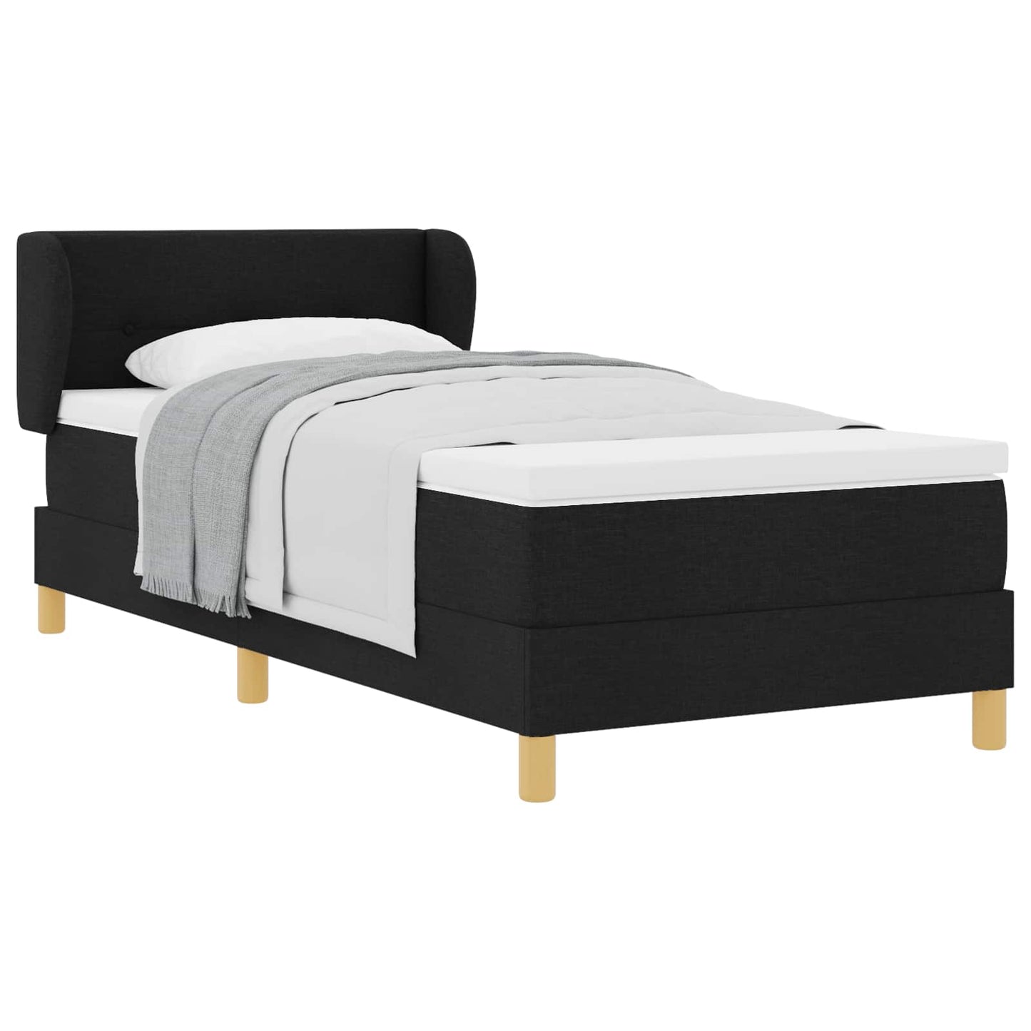 Letto a molle con materasso Nero 80 x 200 cm Tessuto