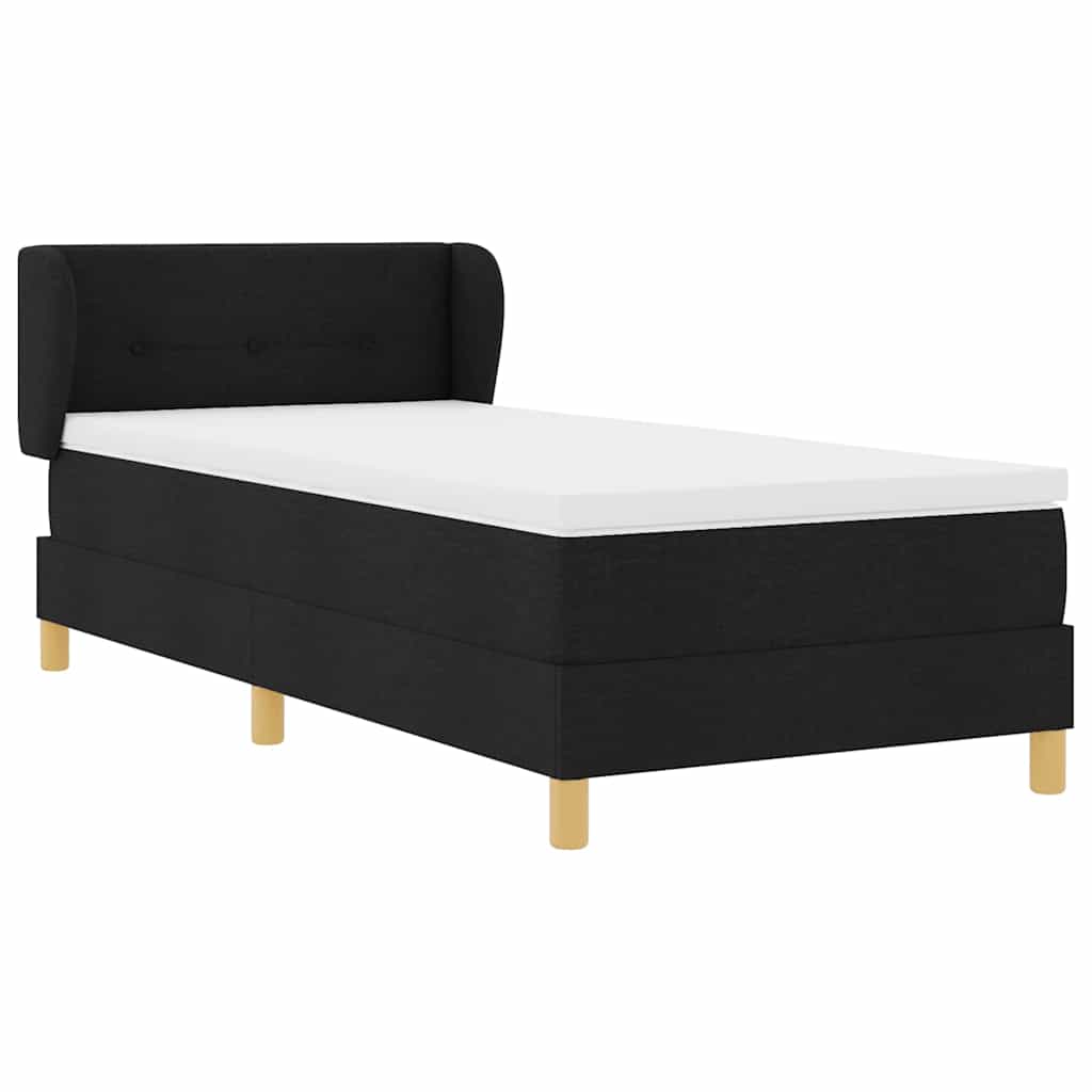 Letto a molle con testiera Nero 80 x 200 cm Tessuto