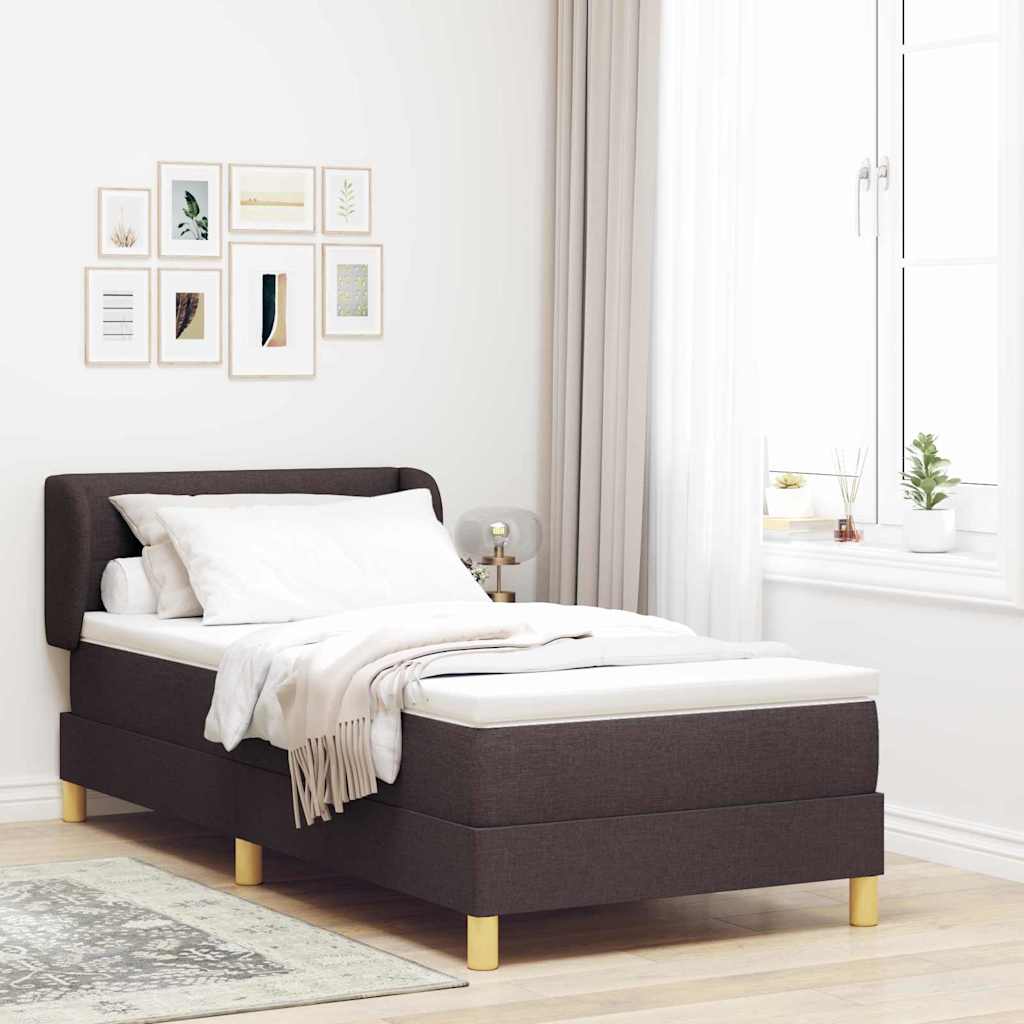 Letto a molle con materasso Marrone Scuro 90 x 190 cm Tessuto