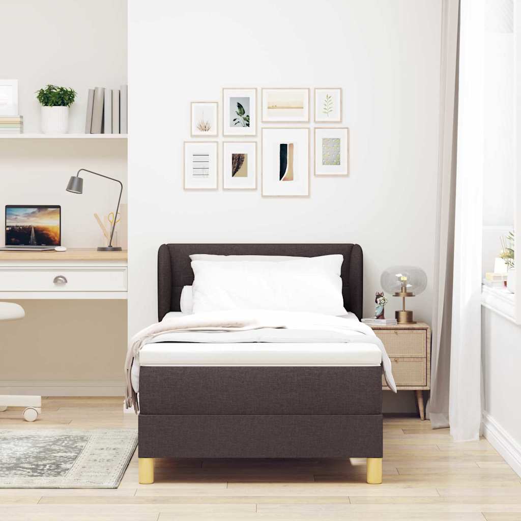 Letto a molle con materasso Marrone Scuro 90 x 190 cm Tessuto